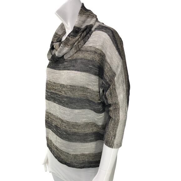 Saks Fifth Ave Blue Womens Size S Cowl Neck Sweater Stripe Dolman Sleeve Light - Picture 4 of 14